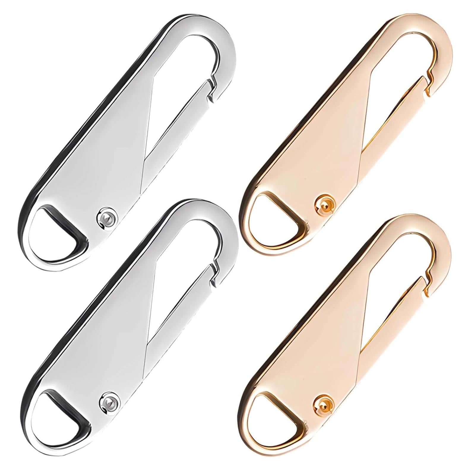 Tiradores de Cremallera UDDITXIDT 4 PCS Metálicos Dorados y Plateados