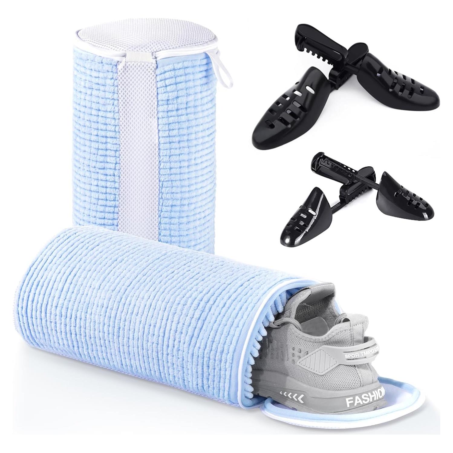 Bolsas de Lavandería para Zapatos Teletrogy Azul - 2 Pares de Árboles Ajustables