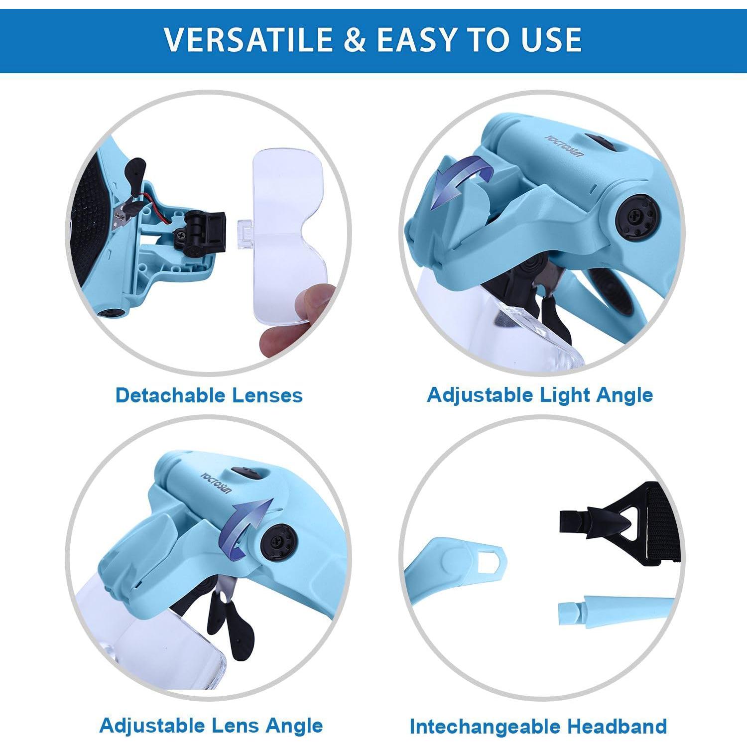 Lupa de Cabeza LED YOCTOSUN con 5 Lentes Intercambiables