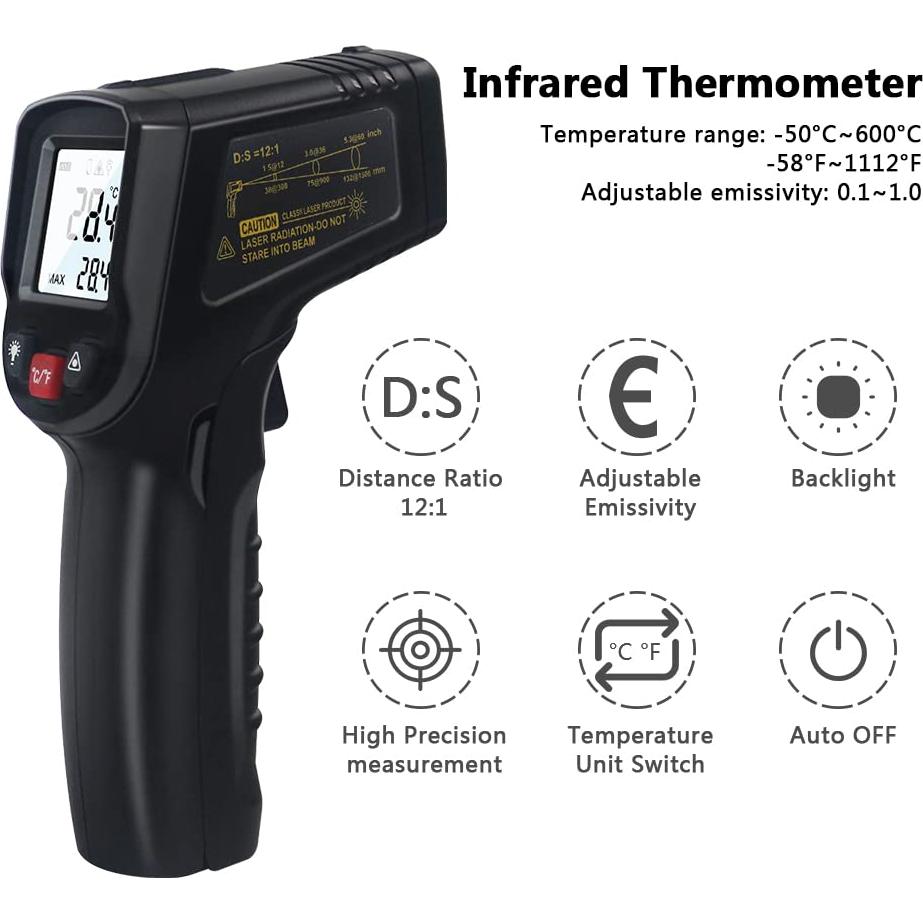 Termómetro Infrarrojo Digital KETOTEK KT600B -50°C a 600°C