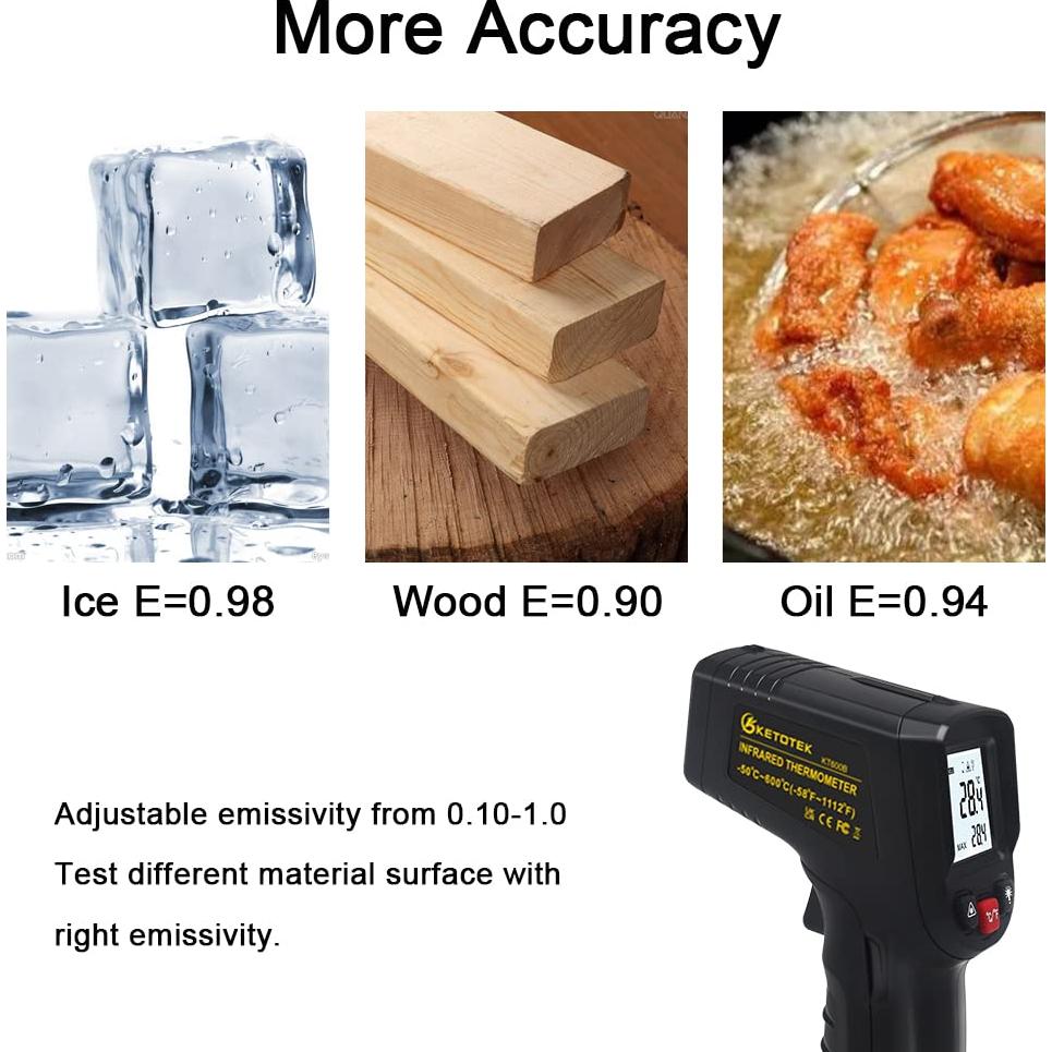 Termómetro Infrarrojo Digital KETOTEK KT600B -50°C a 600°C