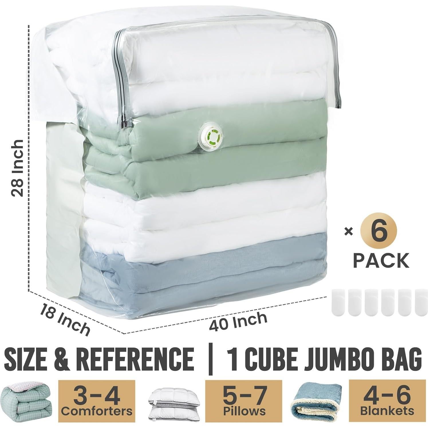 Bolsas de Almacenamiento al Vacío TAILI 6 Pzas Cubo Extra Grande