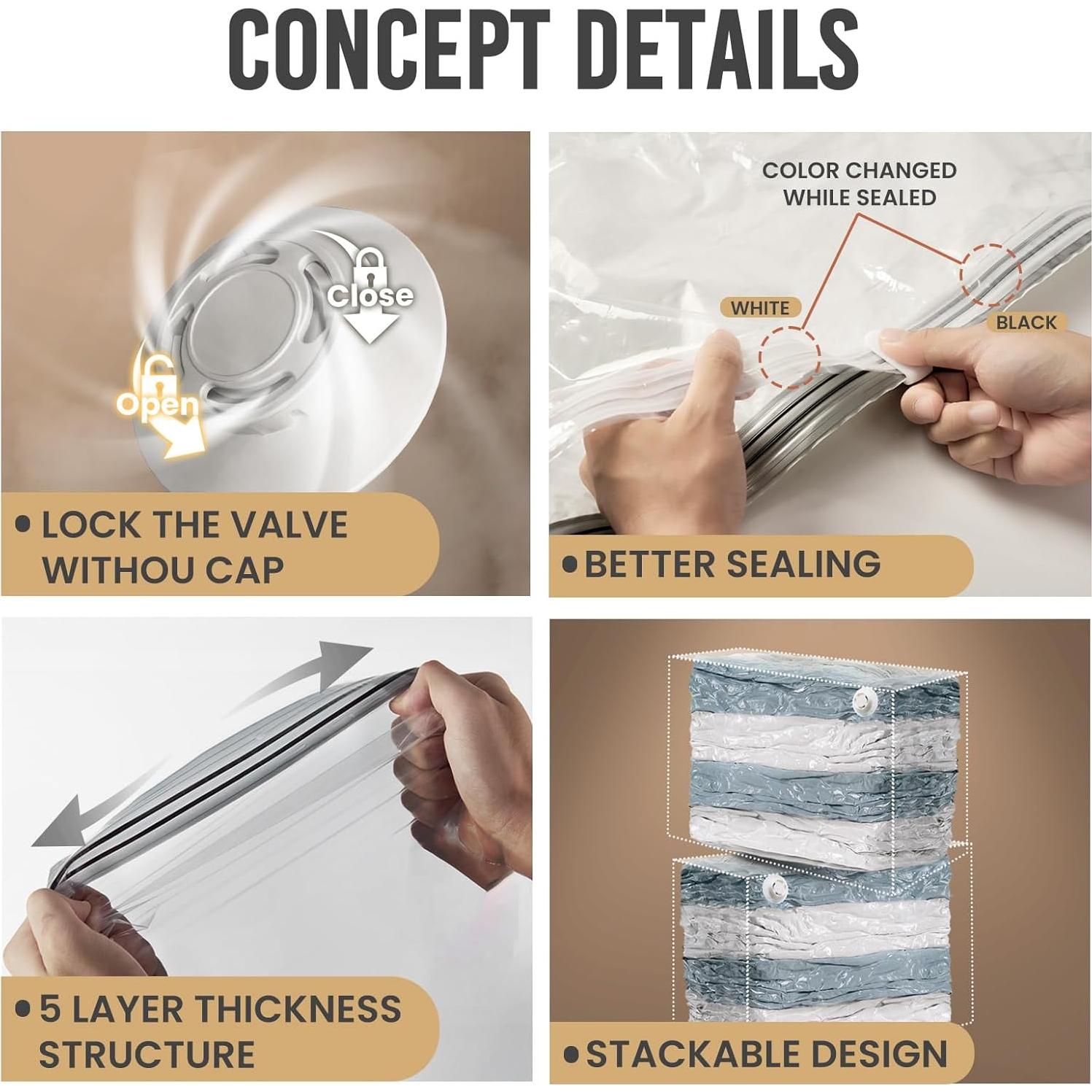 Bolsas de Almacenamiento al Vacío TAILI Jumbo 12 Piezas 79x102 cm