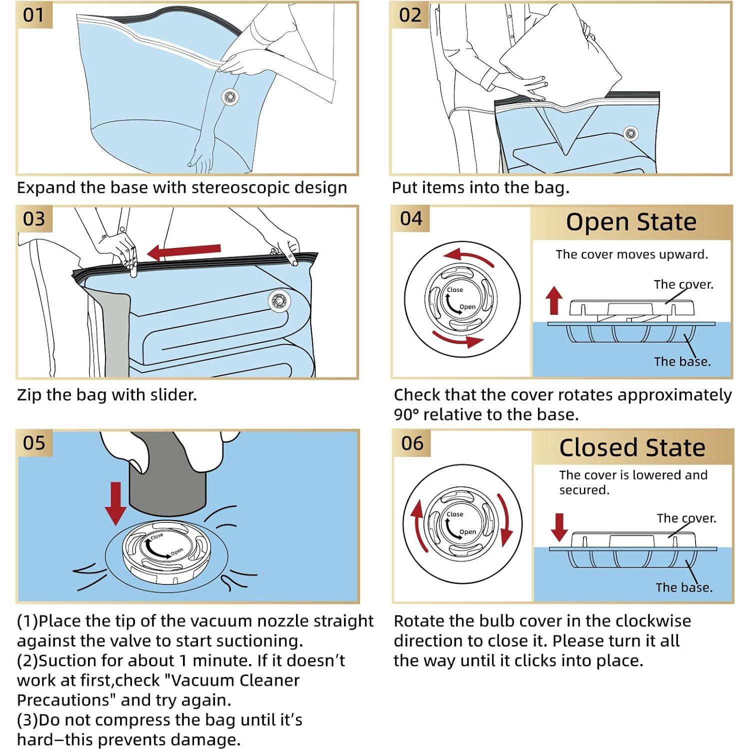 Bolsas de Almacenamiento al Vacío TAILI Jumbo 12 Piezas 79x102 cm