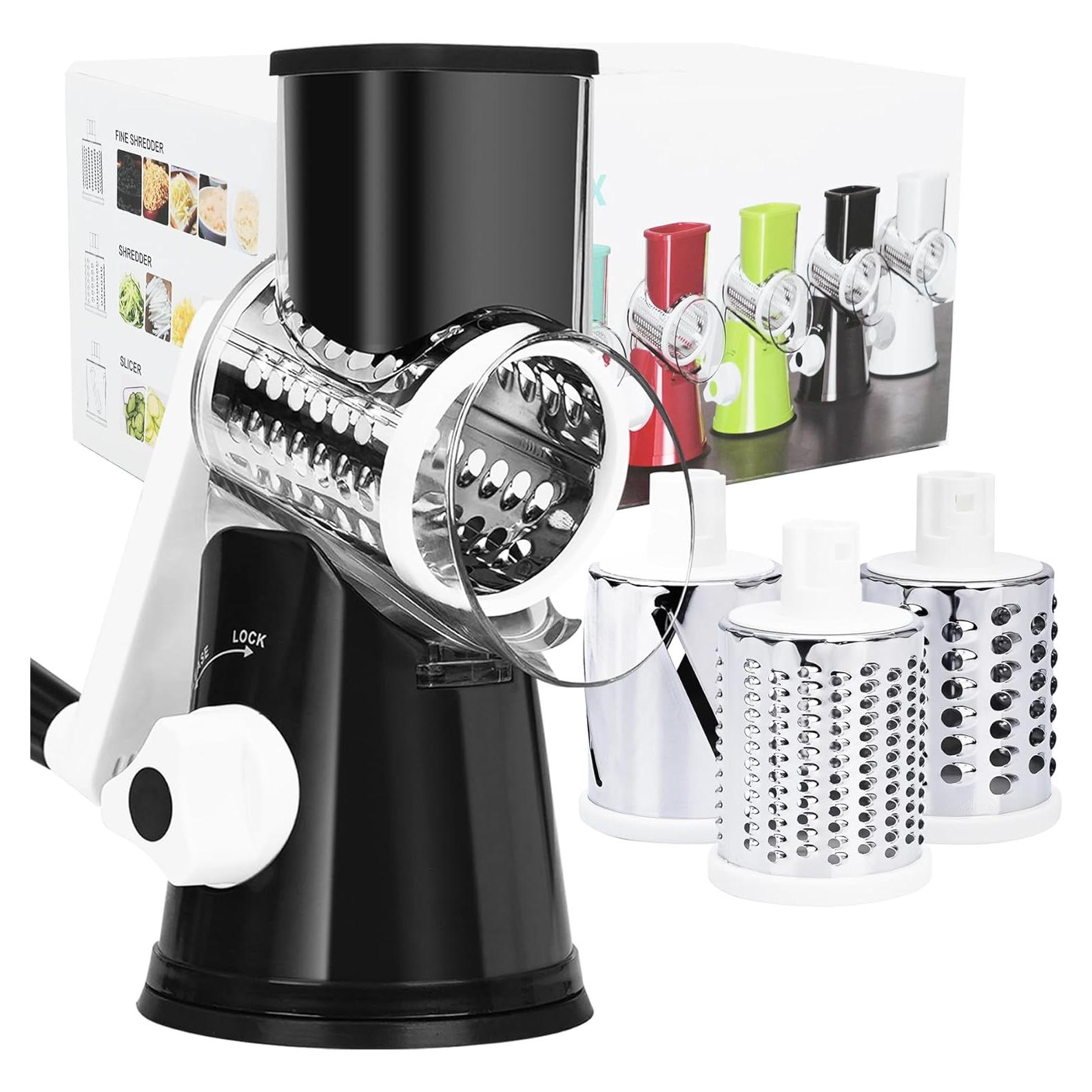 Rallador de Queso Rotatorio REDPANT Negro con 3 Cuchillas