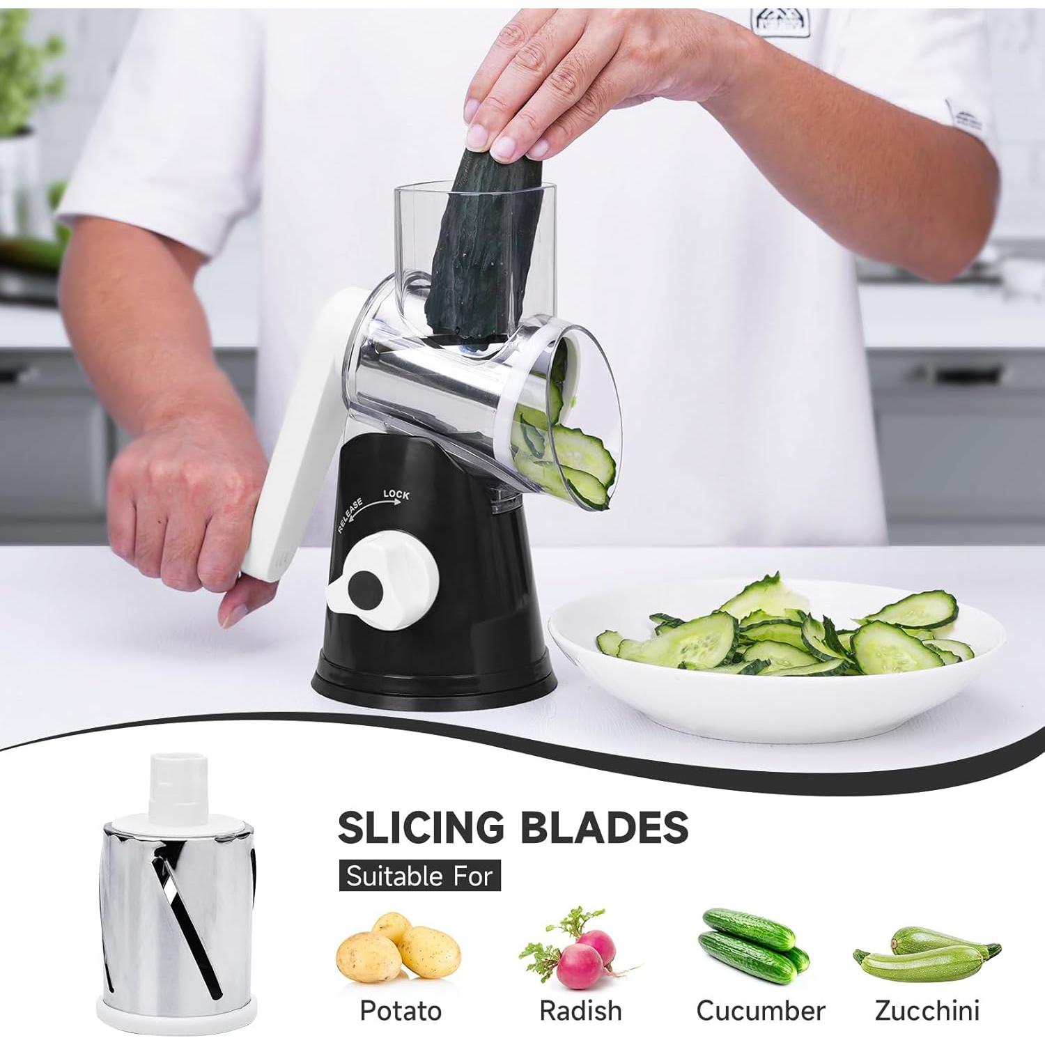 Rallador de Queso Rotatorio REDPANT Negro con 3 Cuchillas