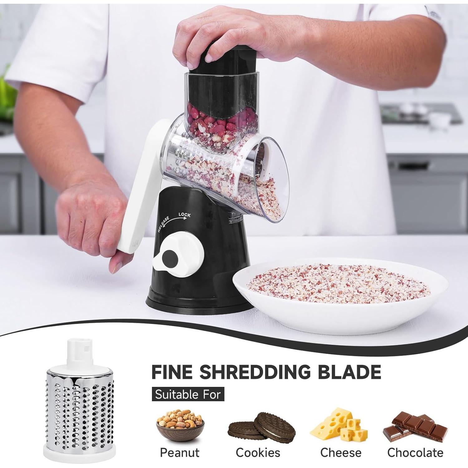 Rallador de Queso Rotatorio REDPANT Negro con 3 Cuchillas