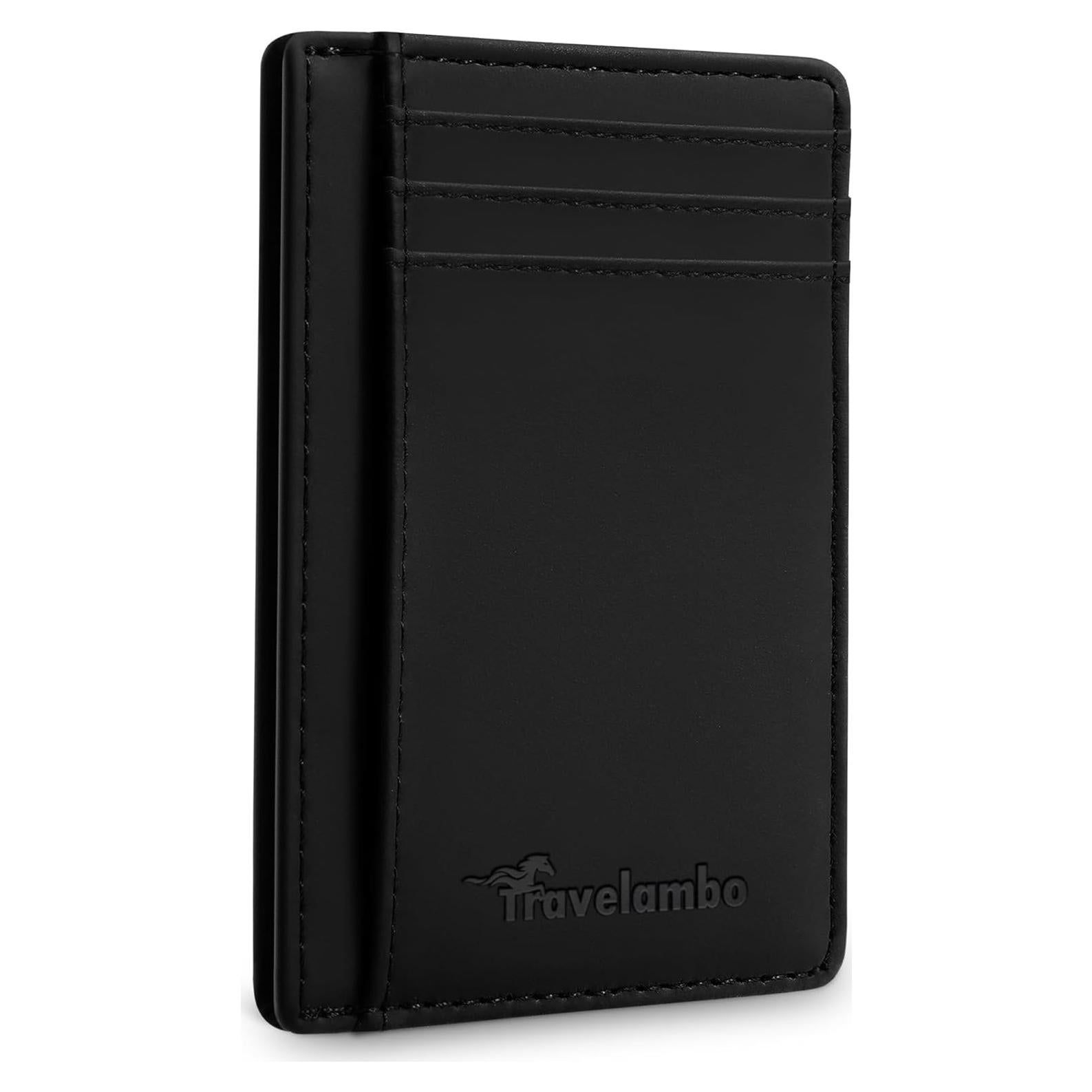 Billetera Slim Travelambo de Cuero con Bloqueo RFID - Negro