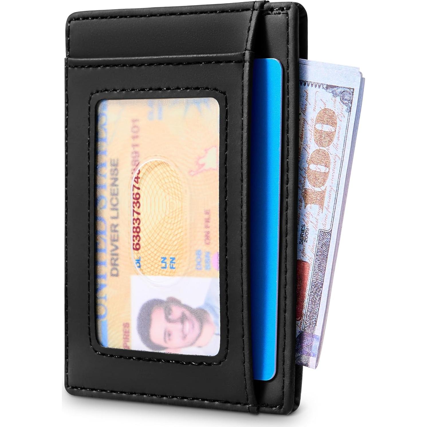 Billetera Slim Travelambo de Cuero con Bloqueo RFID - Negro