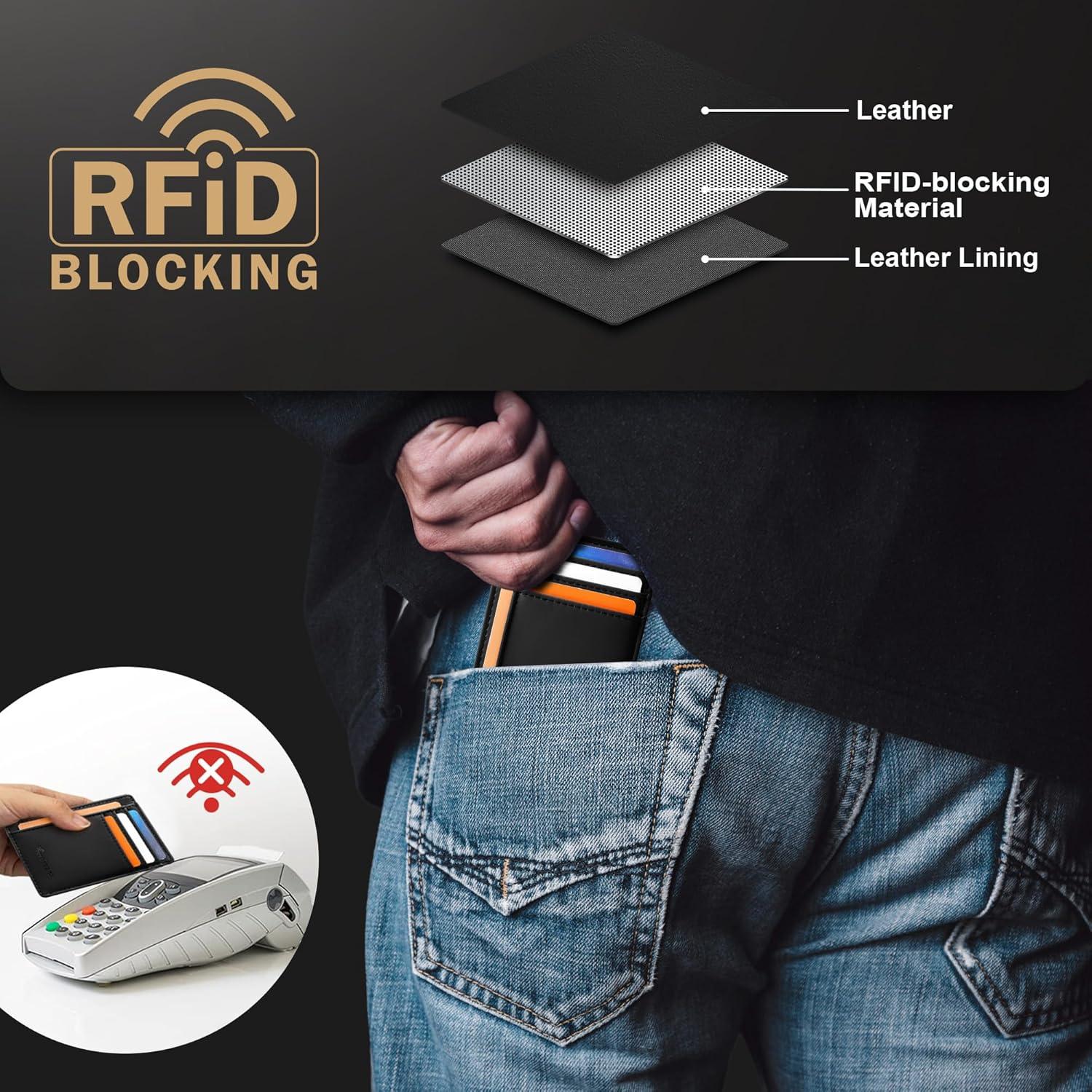 Billetera Slim Travelambo de Cuero con Bloqueo RFID - Negro