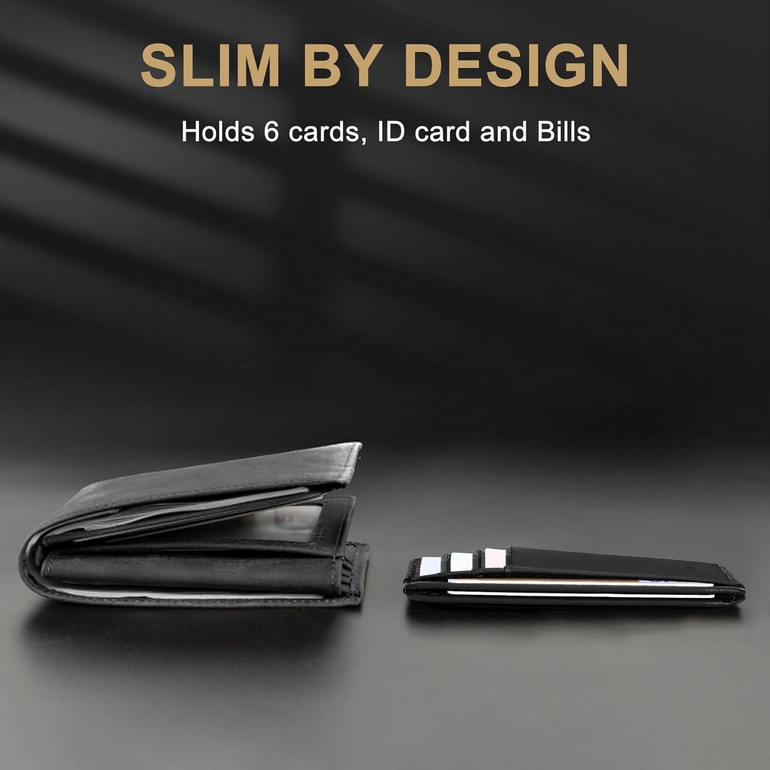 Billetera Slim Travelambo de Cuero con Bloqueo RFID - Negro