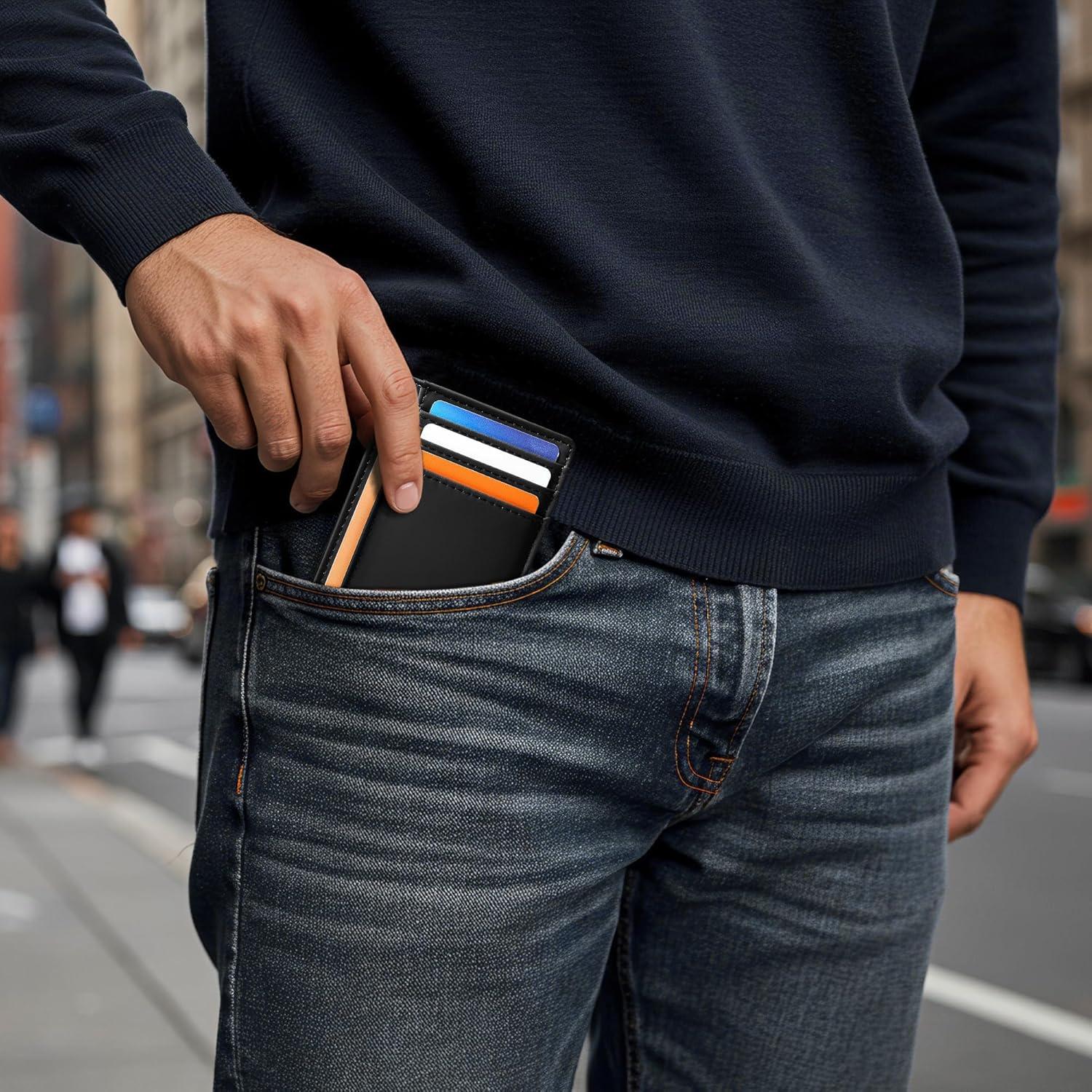 Billetera Slim Travelambo de Cuero con Bloqueo RFID - Negro