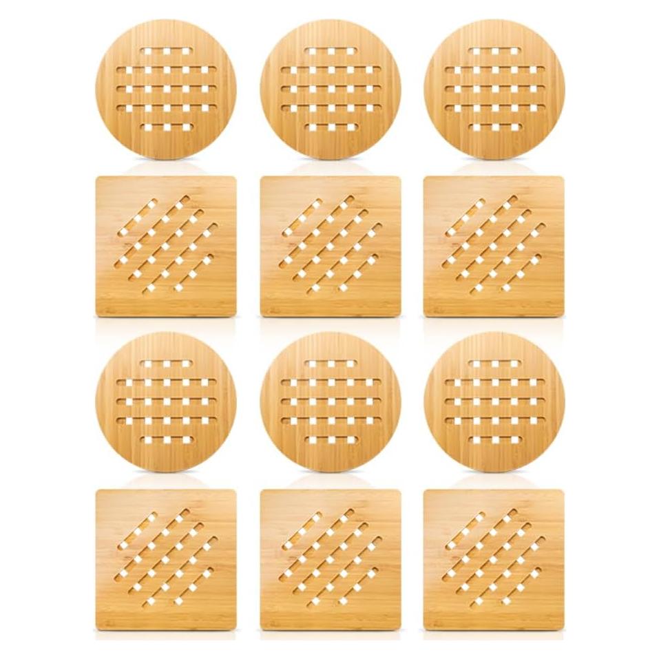 Paquete de 12 Posavasos de Bambú Garkup 20 cm Resistentes al Calor