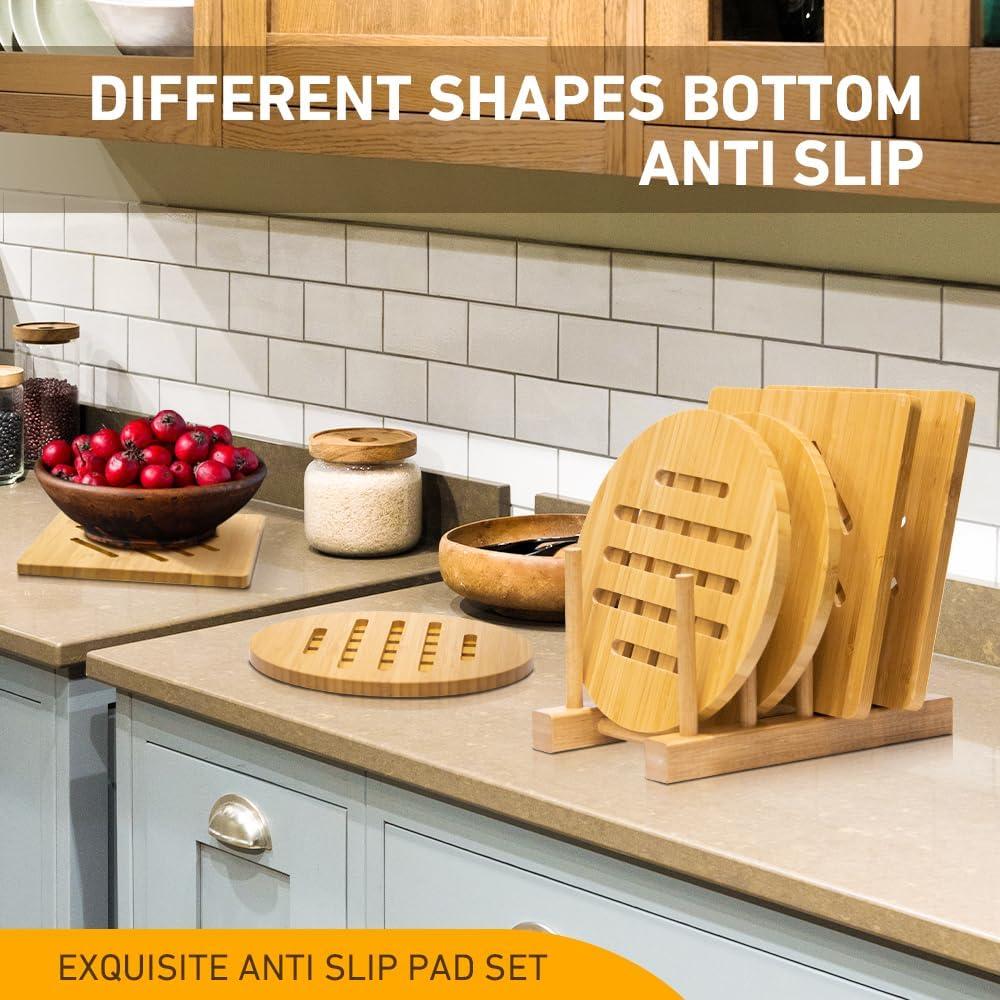 Paquete de 12 Posavasos de Bambú Garkup 20 cm Resistentes al Calor