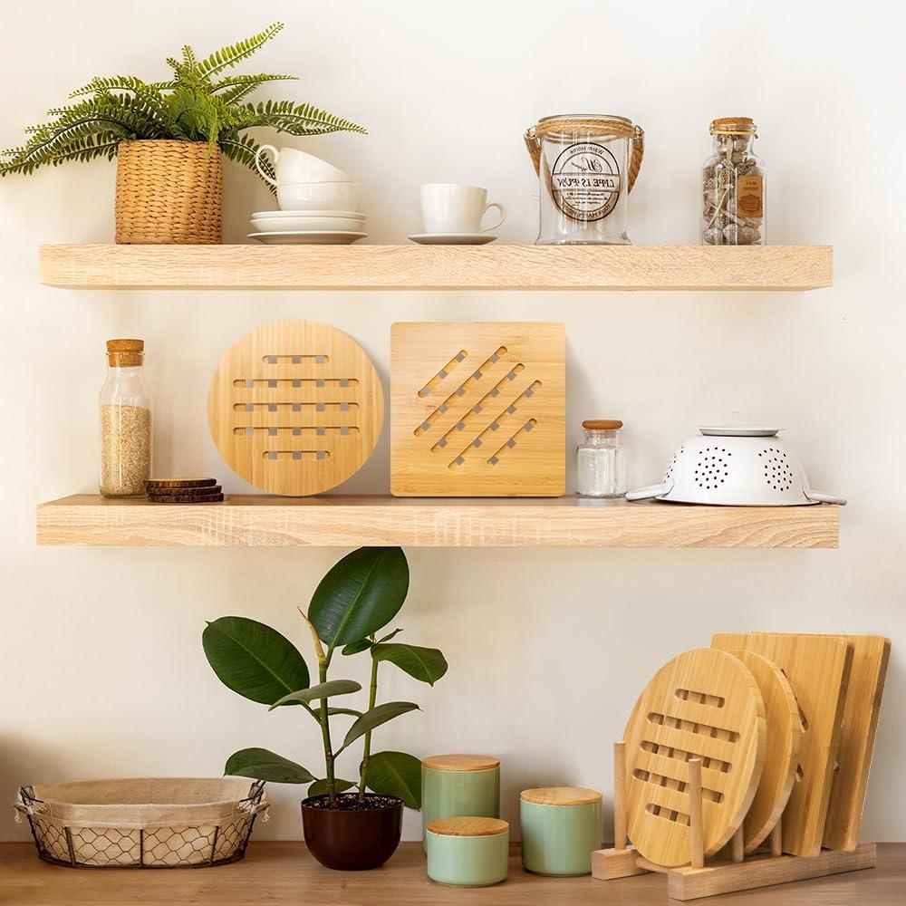 Paquete de 12 Posavasos de Bambú Garkup 20 cm Resistentes al Calor