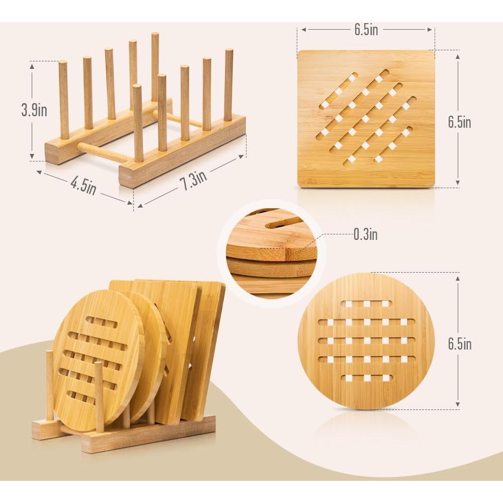 Paquete de 12 Posavasos de Bambú Garkup 20 cm Resistentes al Calor