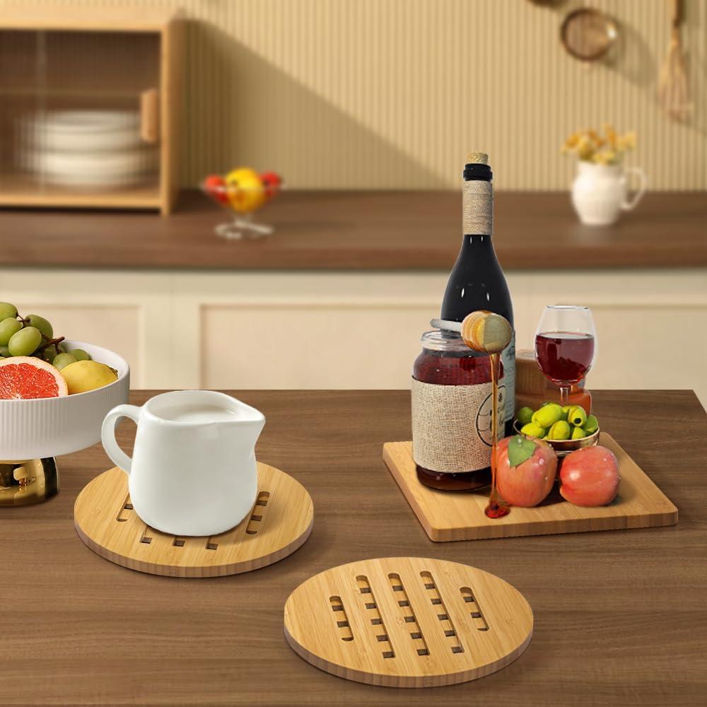 Paquete de 12 Posavasos de Bambú Garkup 20 cm Resistentes al Calor