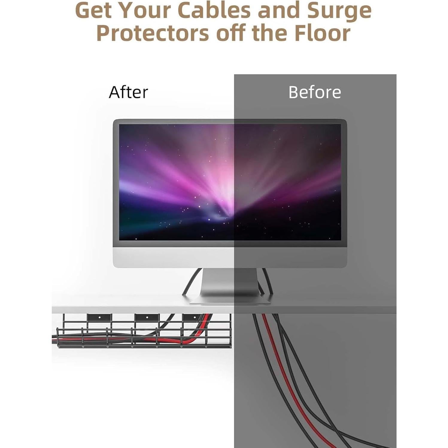 Paquete de 2 Bandejas de Gestión de Cables Delamu - Metal Negro
