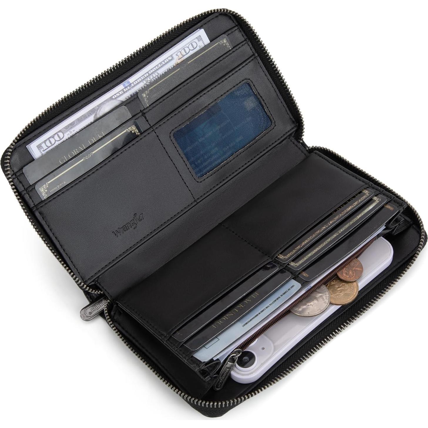 Billetera de Mujer Wrangler 119001BK Negra de Cuero Vegano