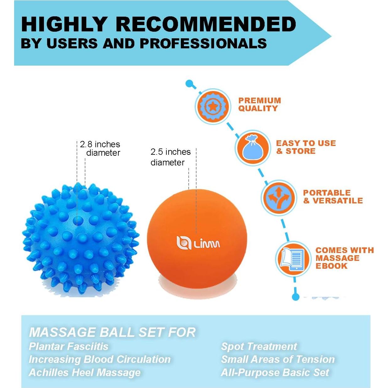Juego de Pelotas de Masaje Limm - Espinosa y Lacrosse - Alivio Dolor