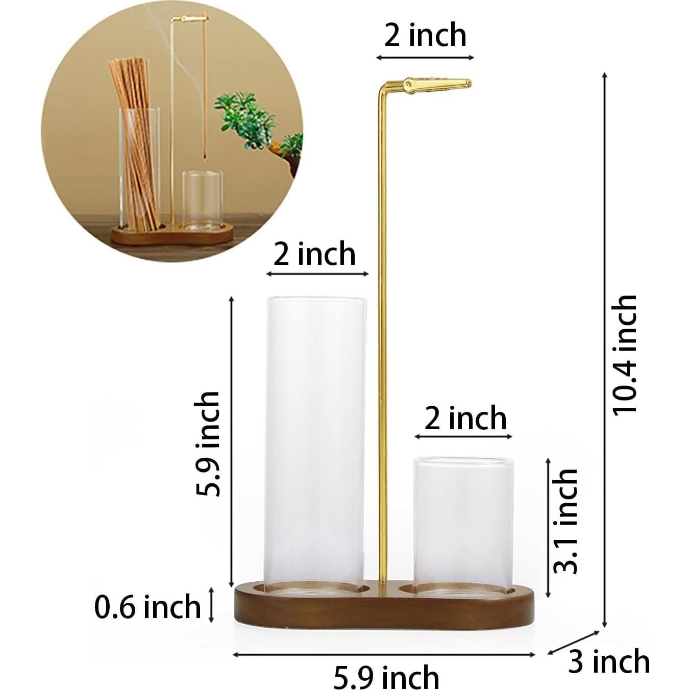 Soporte de Incienso 2 en 1 OEAYA con Base de Madera y Vidrio