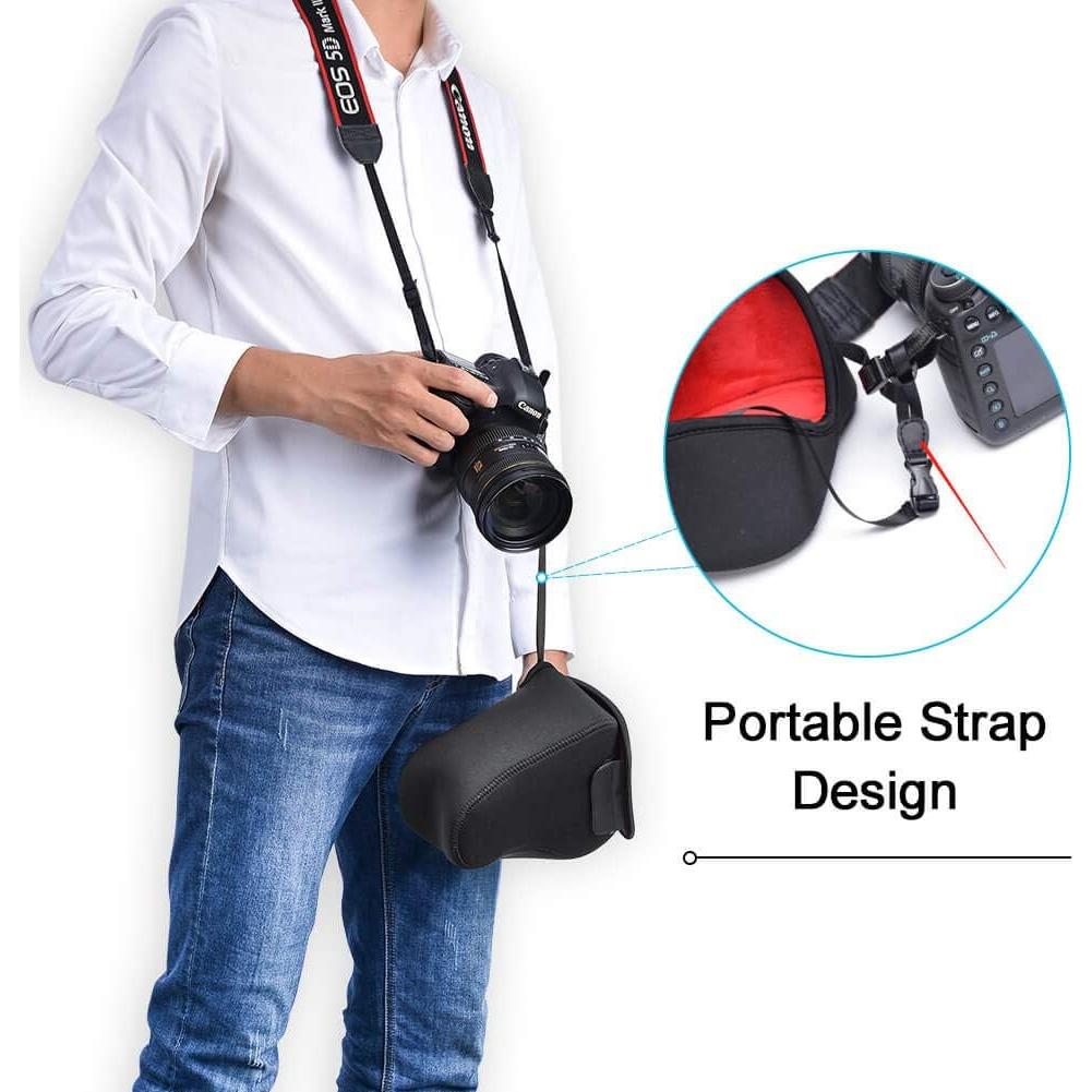 Funda para Cámara DSLR CADeN Grande Neopreno Impermeable Negro