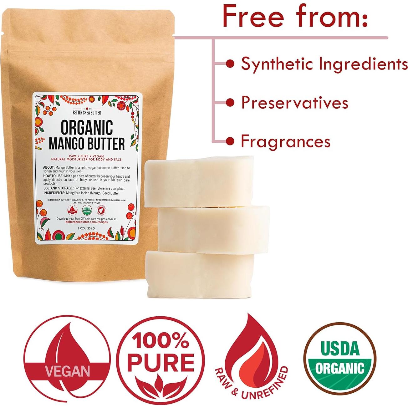 Manteca de Mango Orgánica Cruda 227g - Better Shea Butter