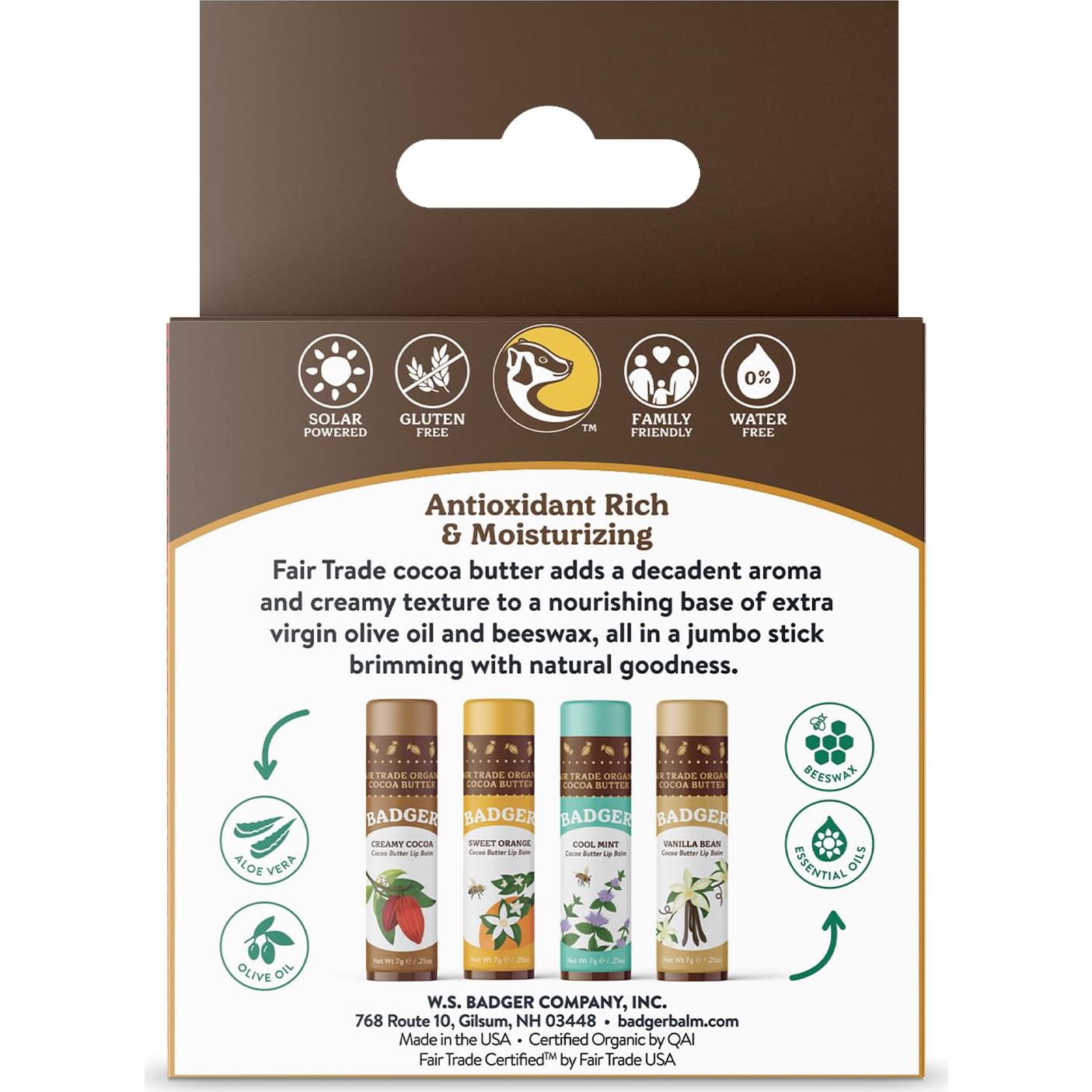 Set de bálsamos labiales orgánicos Badger 4 sabores 7g