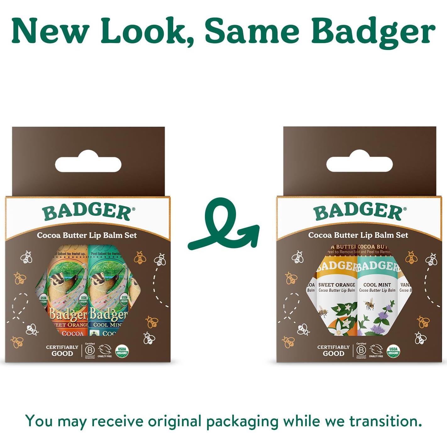 Set de bálsamos labiales orgánicos Badger 4 sabores 7g