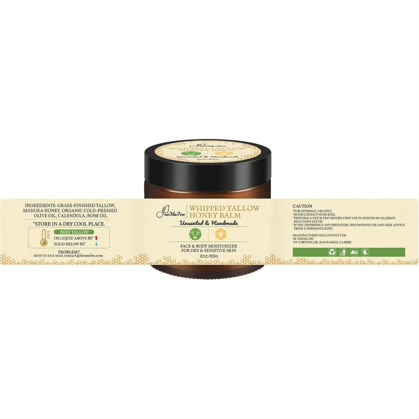 Bálsamo Hidratante Facial FeeMeFee 56.7g Grasa de Res Orgánico