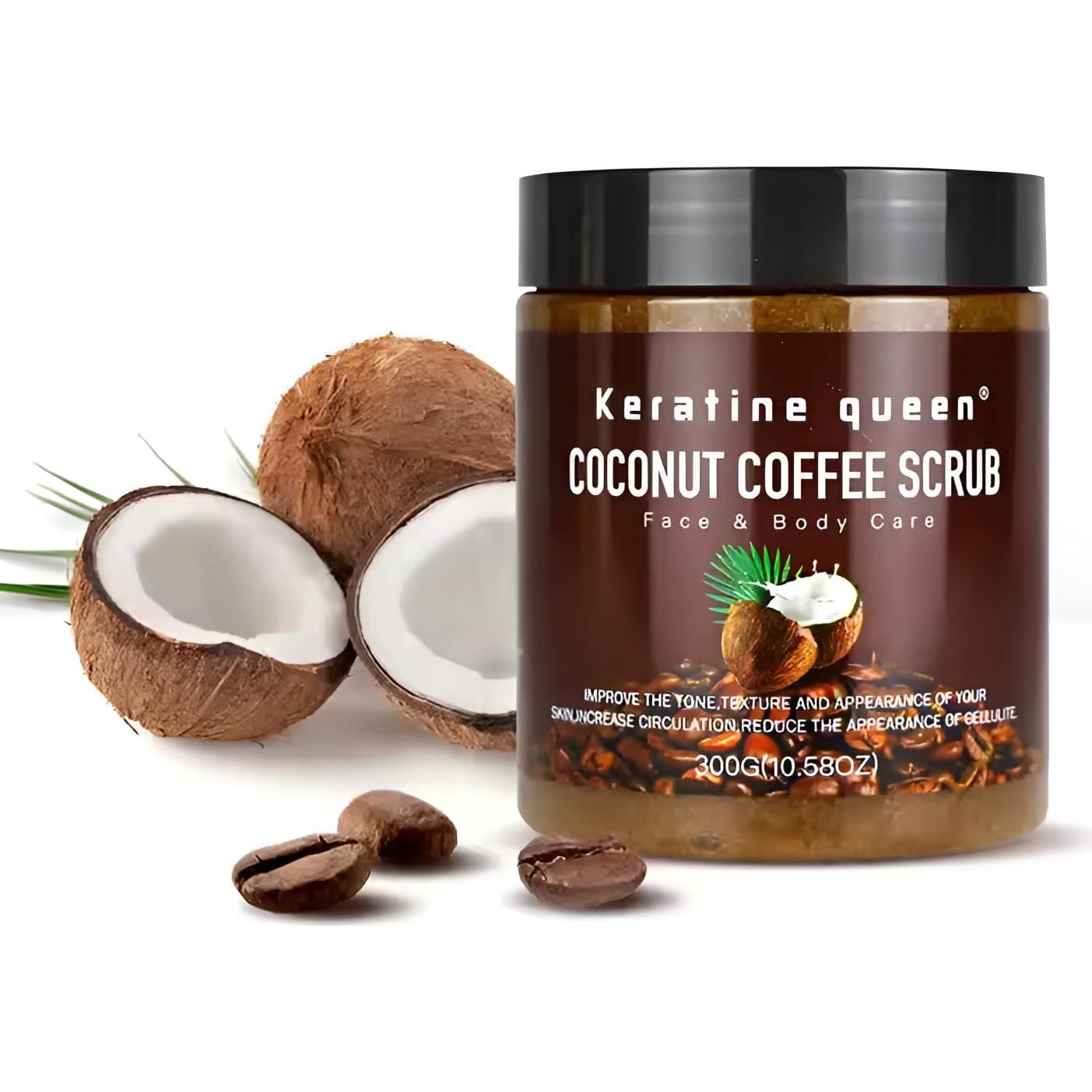 Set Exfoliantes Facial y Corporal Keratine Queen 300g - Café de Coco y Naranja Dulce