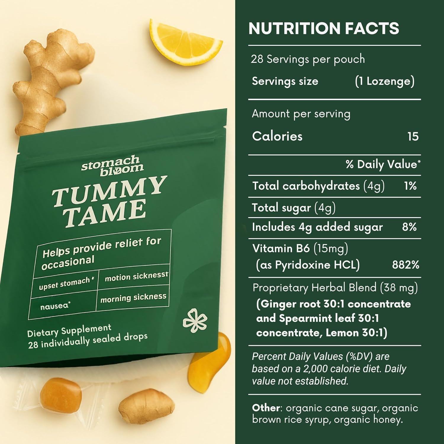 Gotas de Jengibre Tummy Tame 28ml - Alivio de Náuseas y Mareos