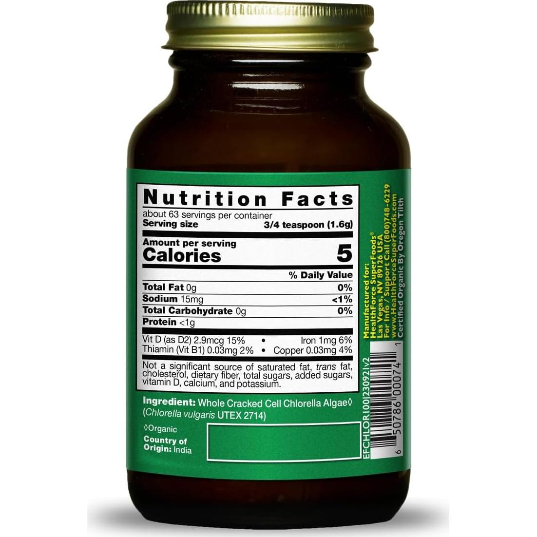 Chlorella Manna HealthForce SuperFoods - Polvo 100g Orgánico