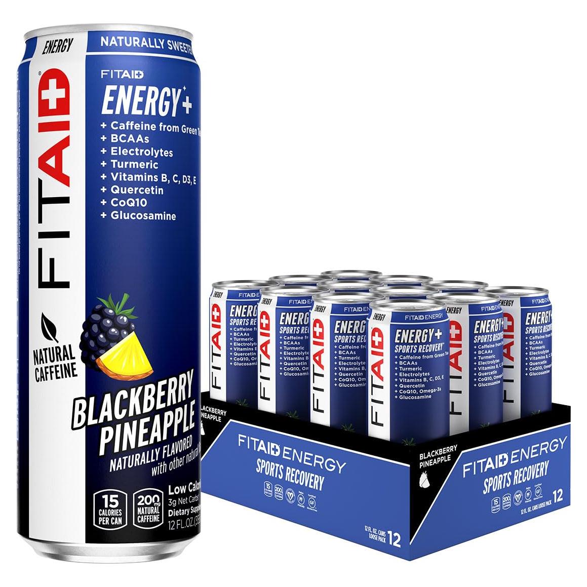 FITAID Energía 200mg Cafeína Natural Mora Piña - Paquete 12