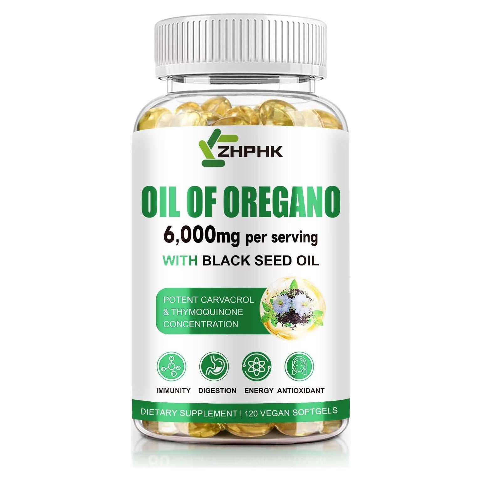 Aceite de Orégano Orgánico ZHPHK 6000mg 120 Gelatinas Blandas