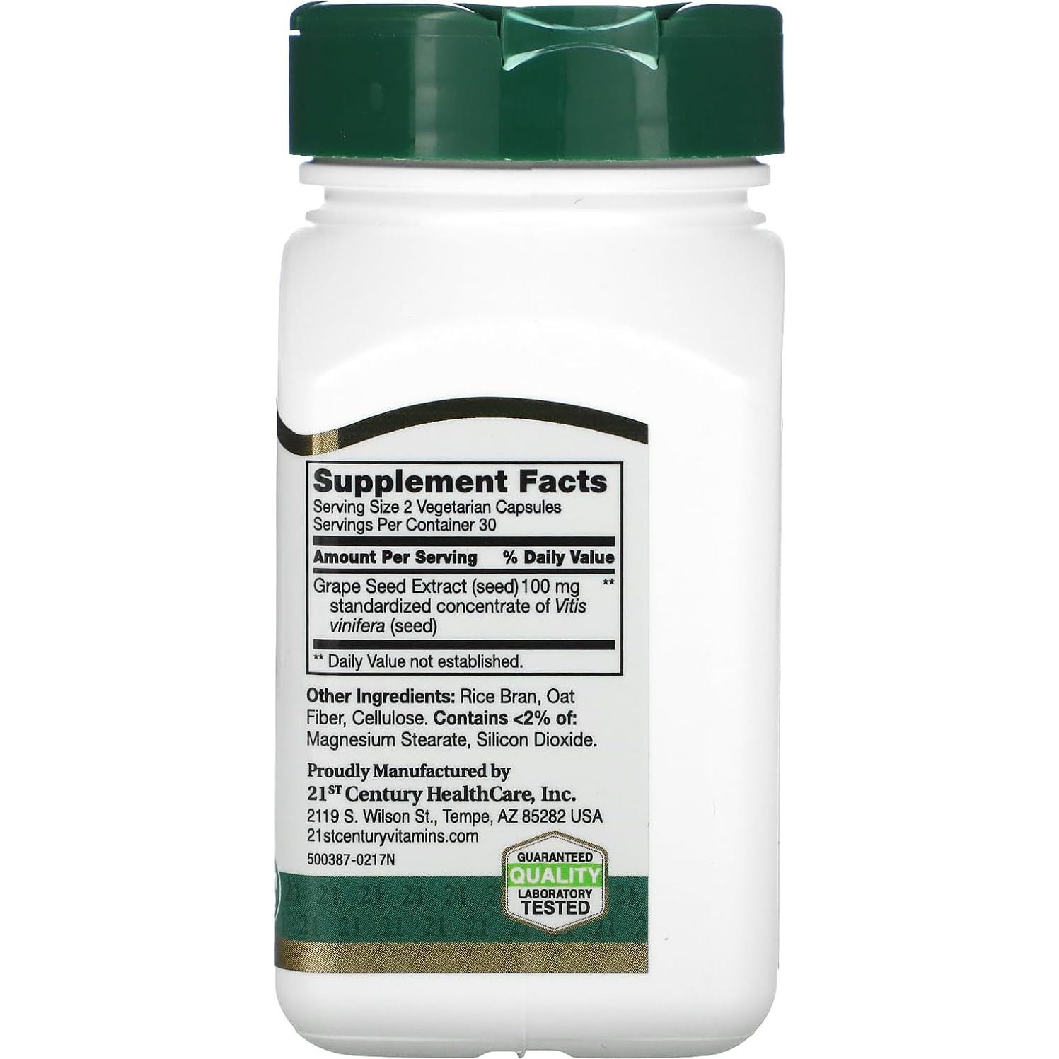 Extracto de Semilla de Uva Siglo 21 Cápsulas Veganas 60 Unidades