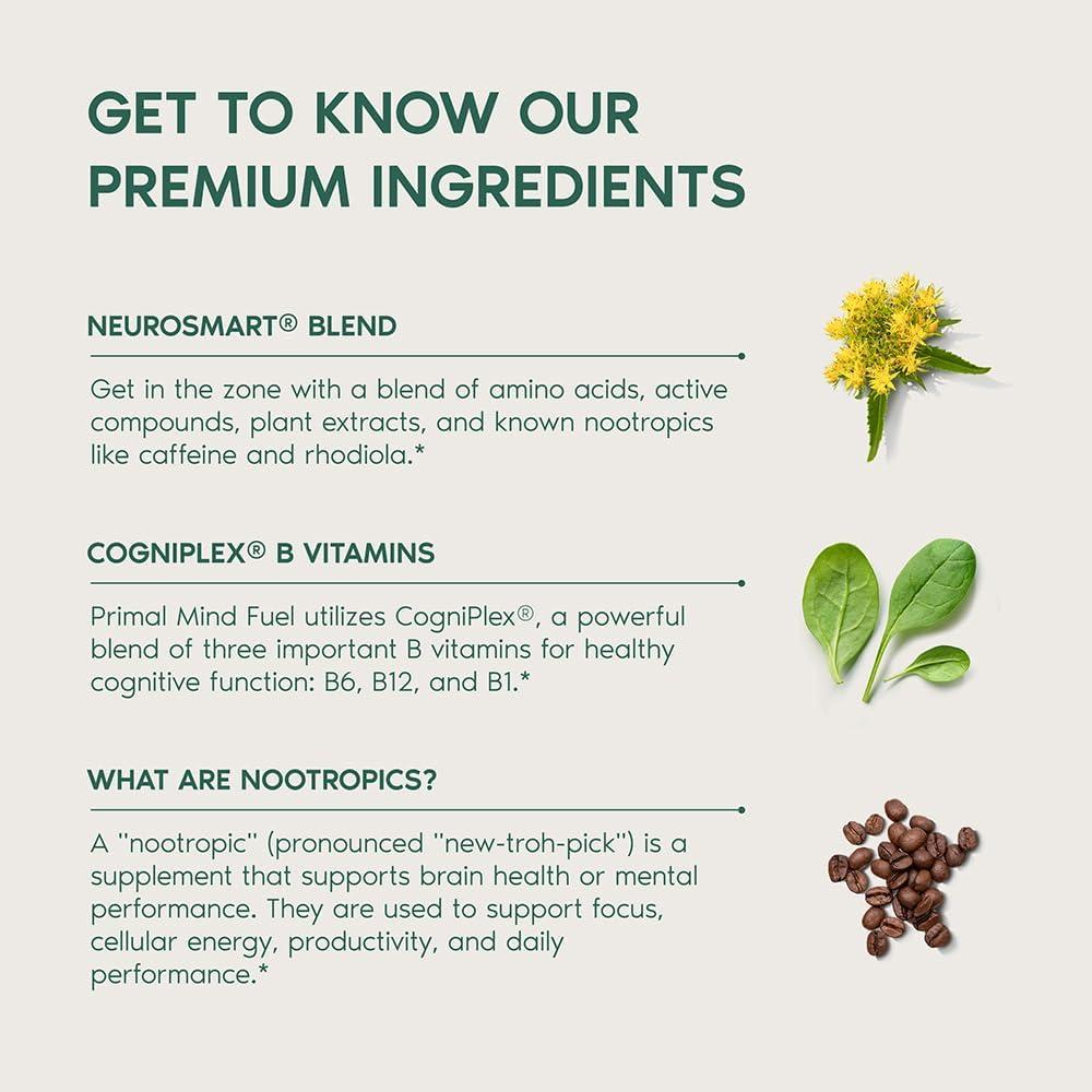 Suplemento Nootrópico Primal Harvest 30 Cápsulas Enfoque Energía