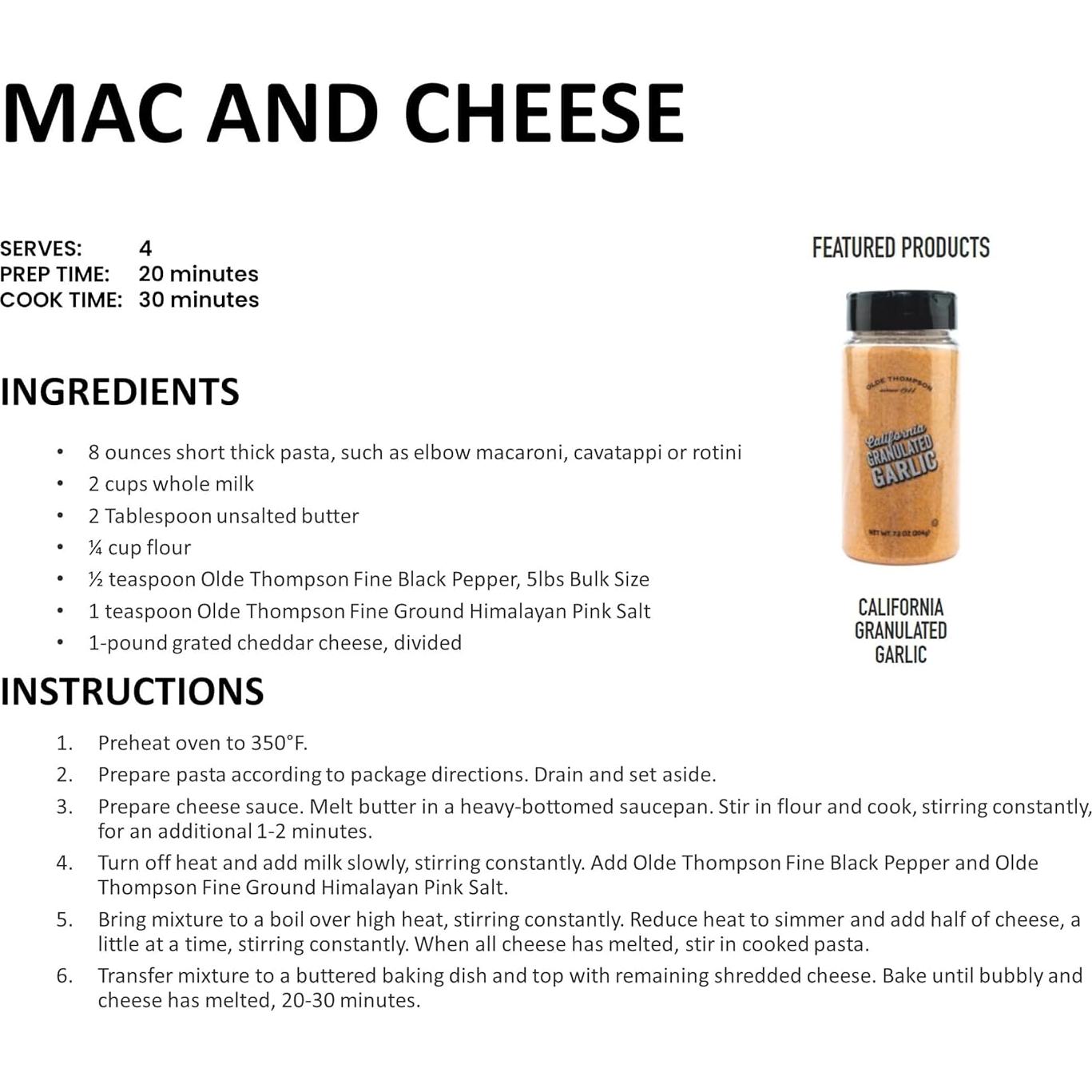 Ajo Granulado de California Olde Thompson 204g - Especias Gourmet