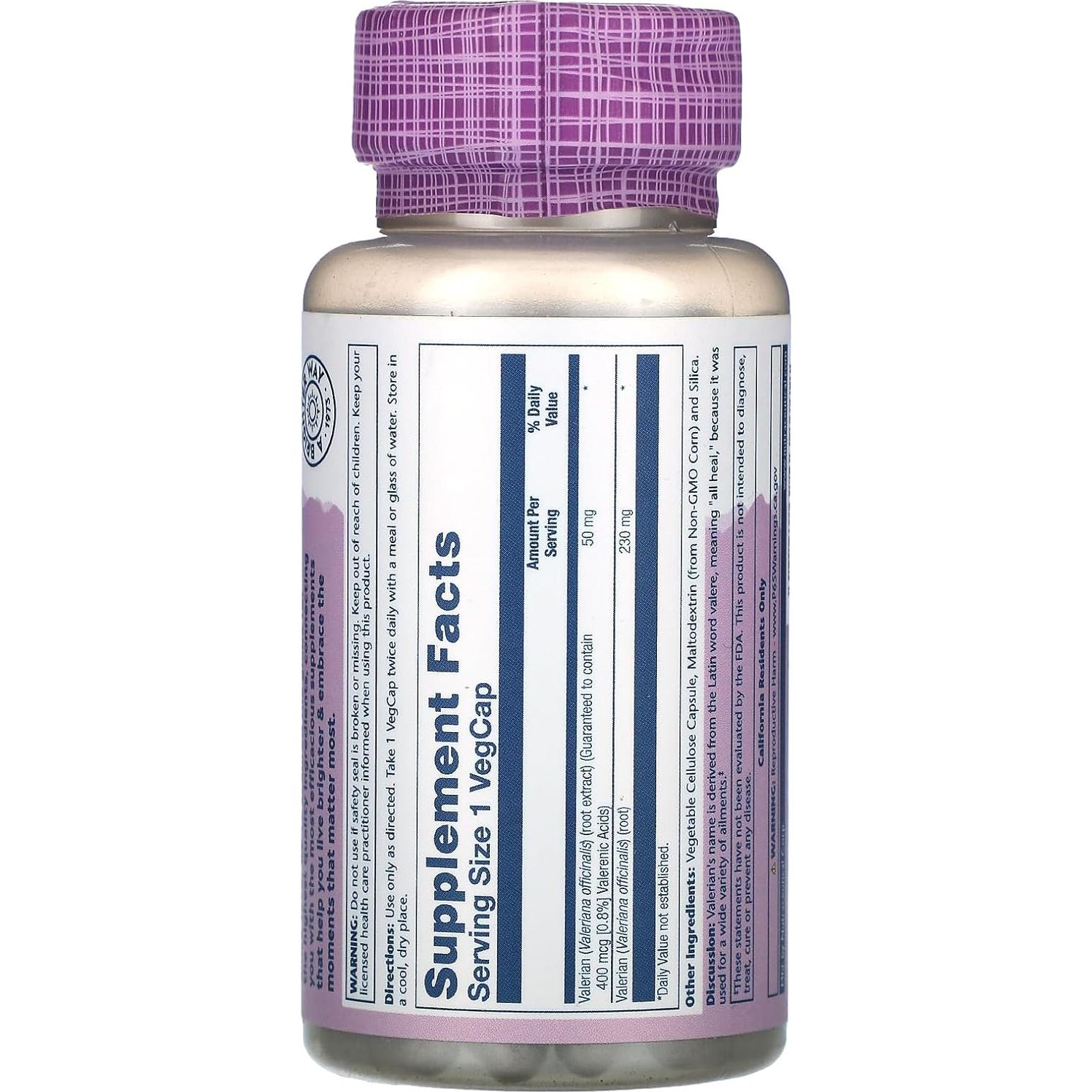 Extracto de Raíz de Valeriana Solaray 50mg - 60 Cápsulas