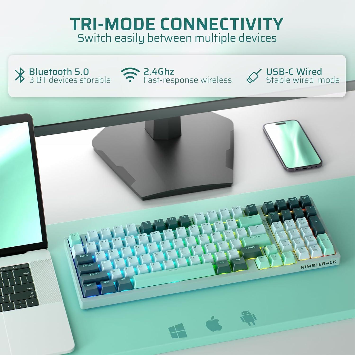 Teclado Mecánico Inalámbrico LTC Nimbleback NB981 RGB 98 Teclas