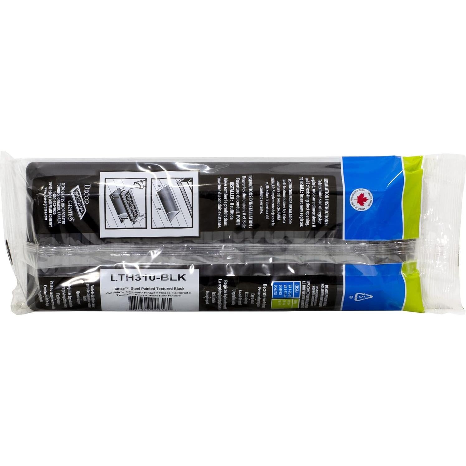 Rejilla de Piso Decor Grates LTH310-BLK, 29x11 cm, Negra, Acero