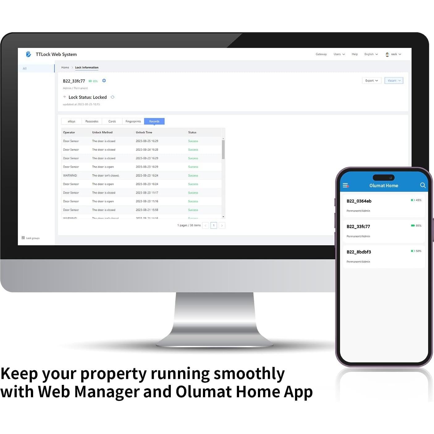Cerradura Inteligente OLUMAT B22 con Huella Dactilar y Teclado
