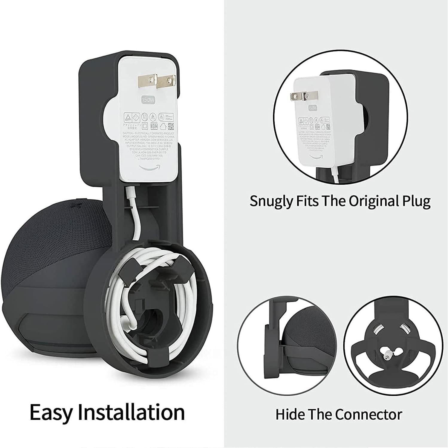 Soporte Pared para Echo Dot 4ta/5ta Gen - Negro