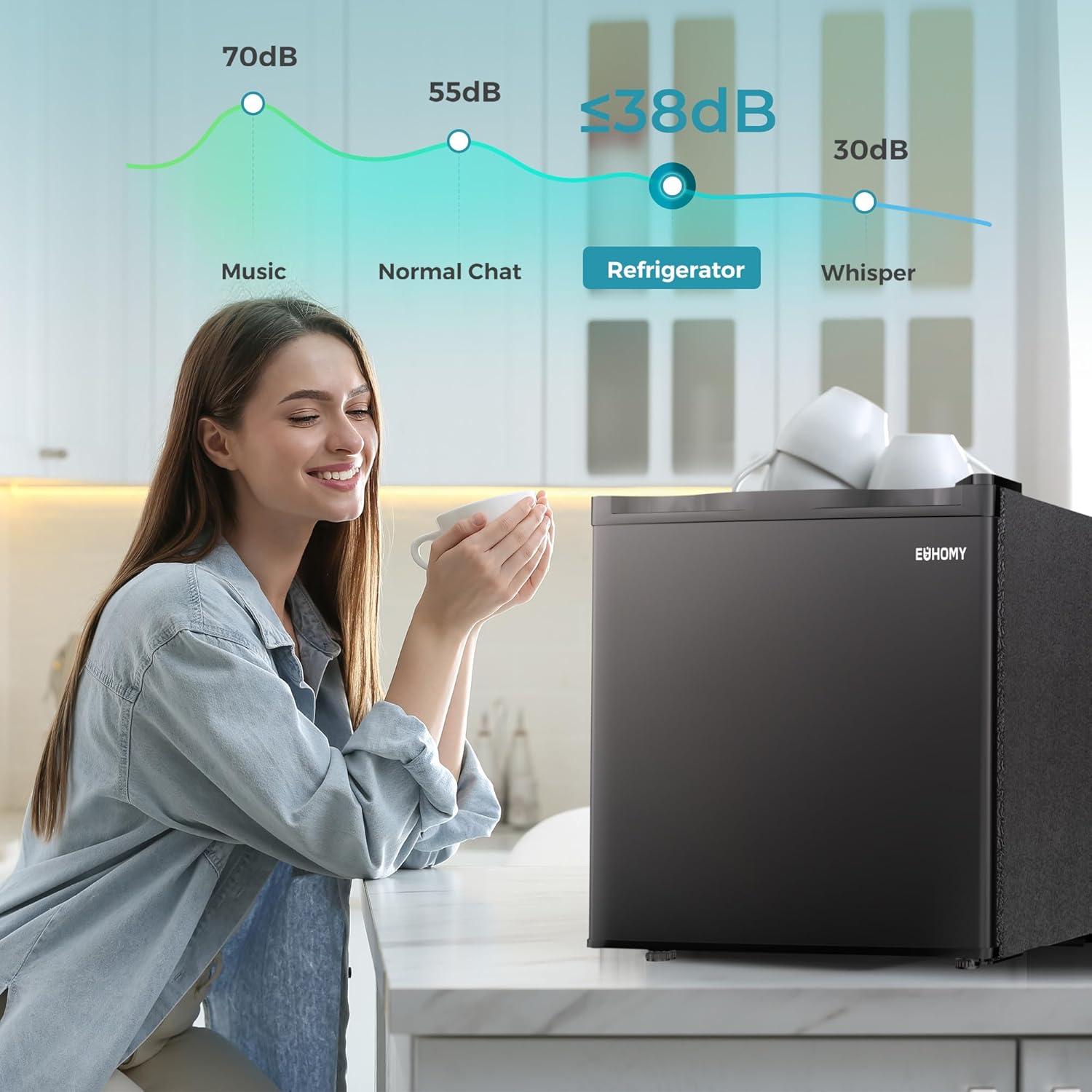 Mini Nevera EUHOMY 1.7 Pies Cúbicos Compacta Negra