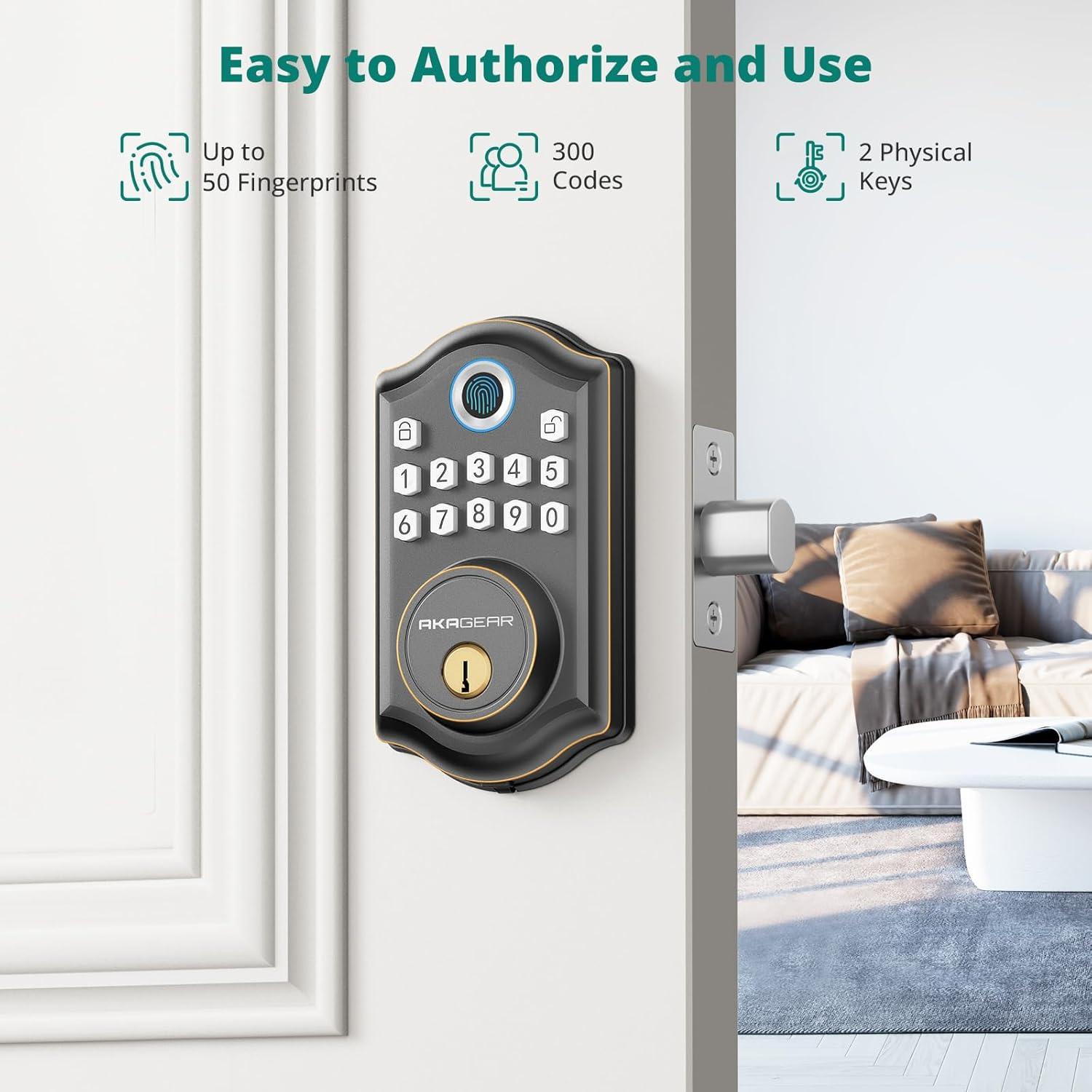 Cerradura Biométrica AkaGear DS10 con Teclado - Bronce