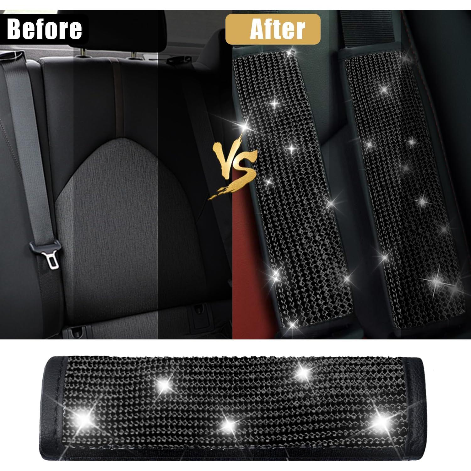 Cubiertas de Cinturón de Seguridad JDDRY 2Pcs Brillantes Negro