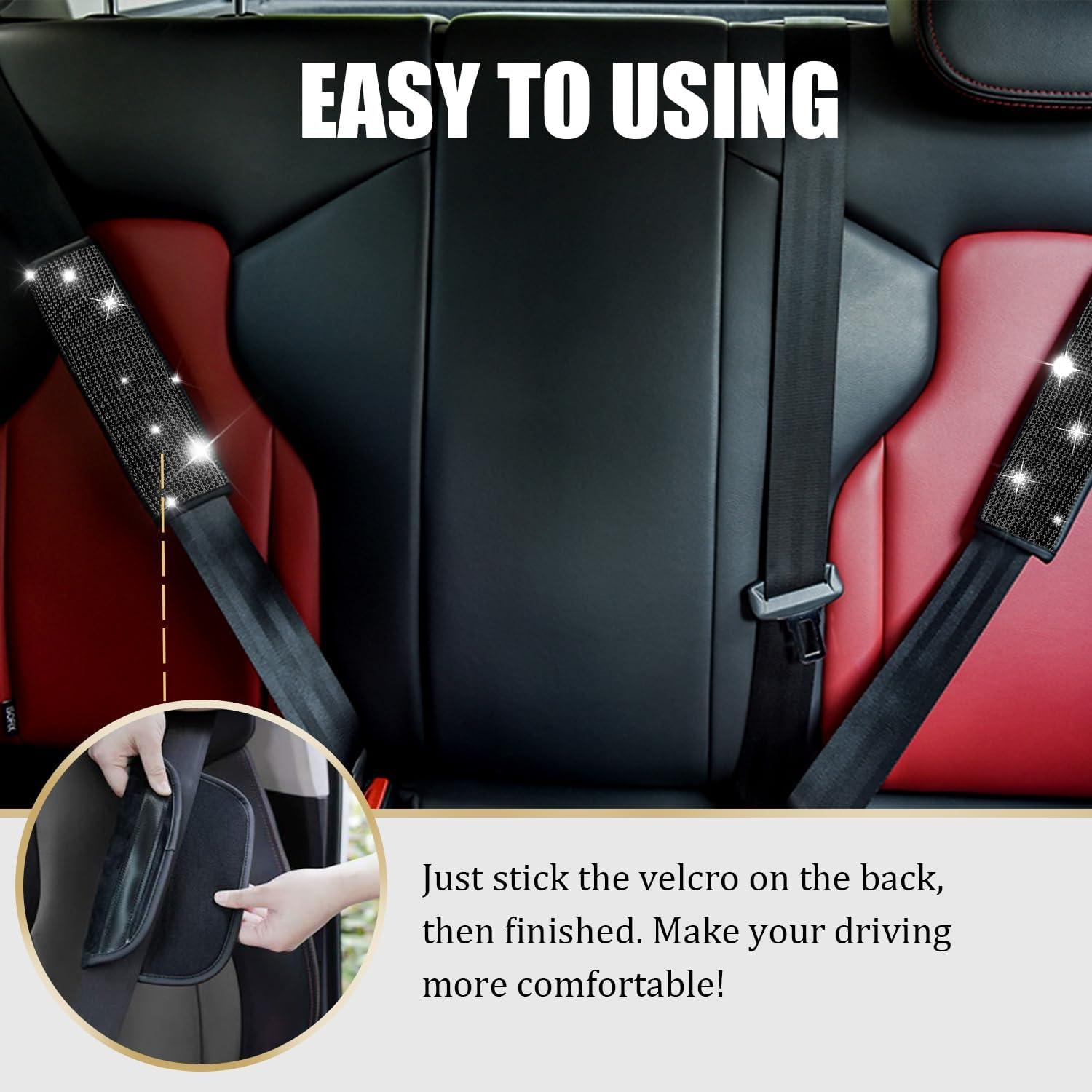 Cubiertas de Cinturón de Seguridad JDDRY 2Pcs Brillantes Negro