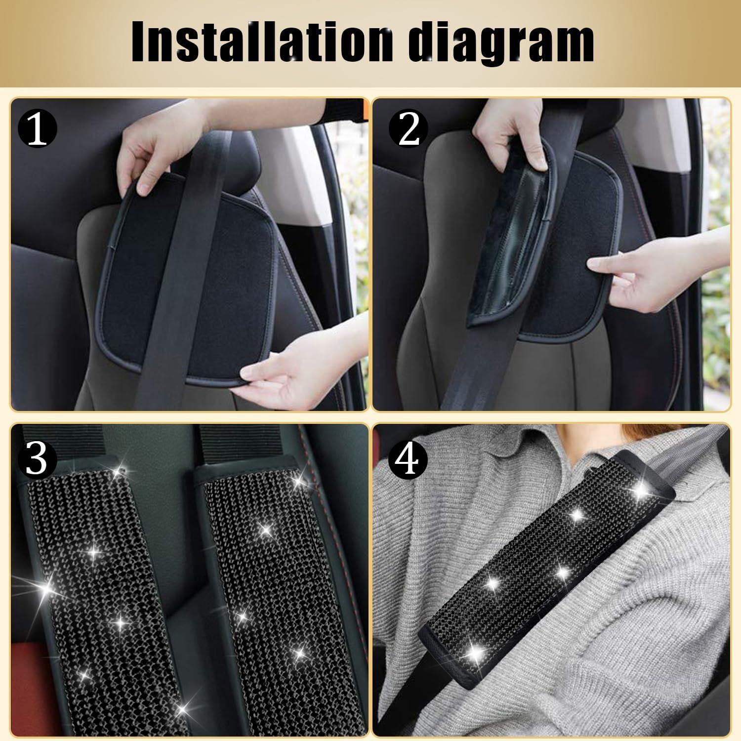 Cubiertas de Cinturón de Seguridad JDDRY 2Pcs Brillantes Negro