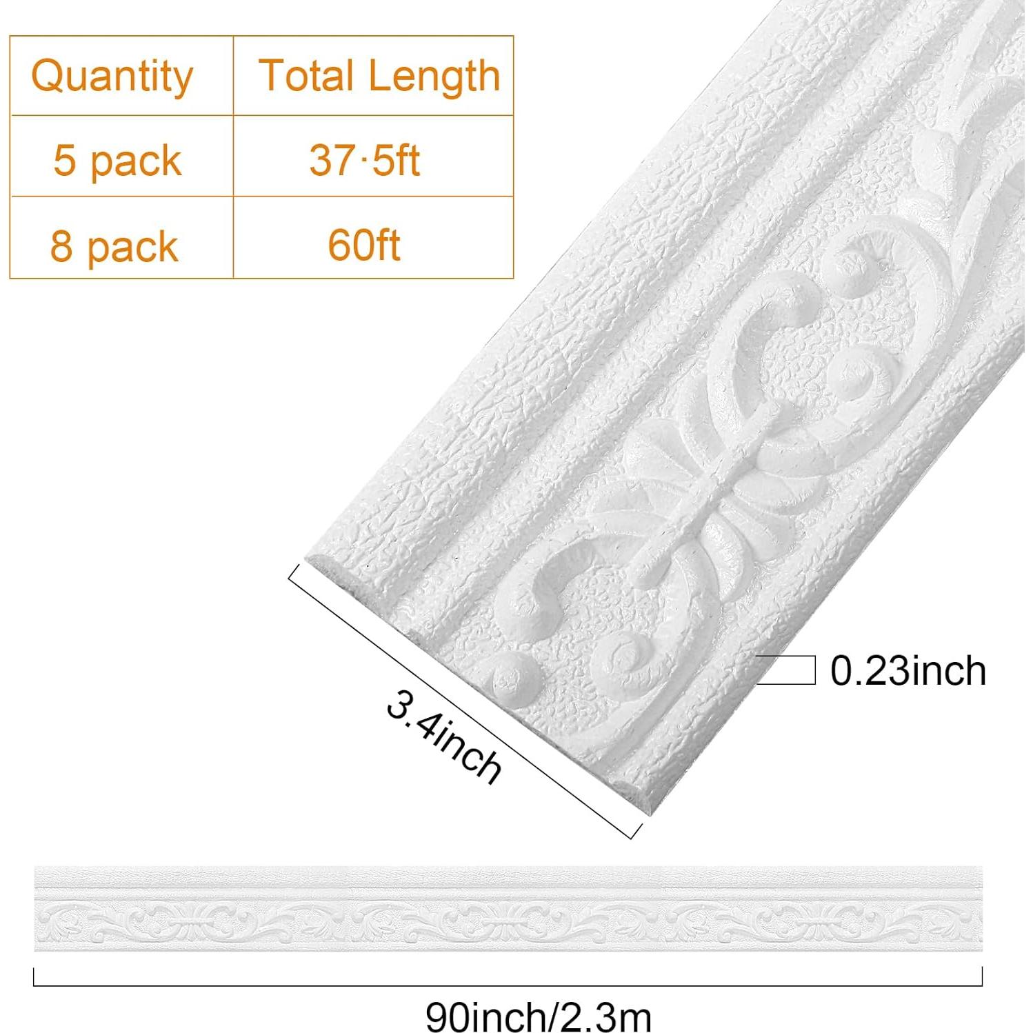 Tira de Moldura de Espuma Flexible TaoBary 3D 228.6x7.6cm 8 Rollos