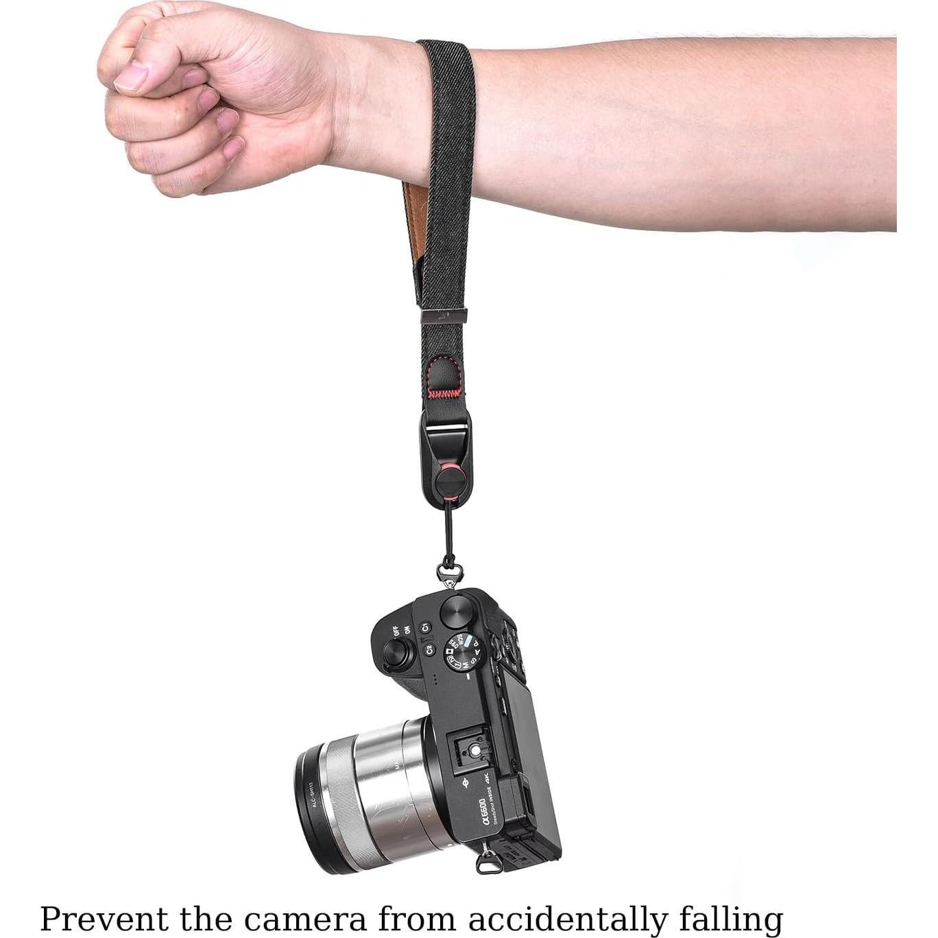 Correa de Muñeca de Denim Ajustable para Cámara SLR - Negra
